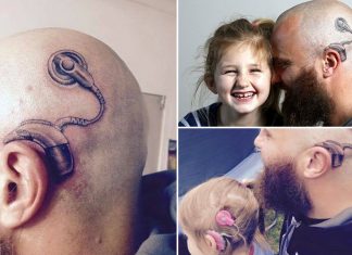 PAI FAZ TATUAGEM DE APARELHO AUDITIVO IGUAL AO DA FILHA PARA QUE ELA NÃO SE SINTA DIFERENTE